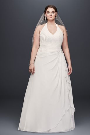 Dotted Chiffon Plus Size Wedding Dress